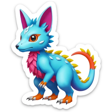 colorful Fakémon-Digimon-Fionbri-Trico-creature (full body) sticker