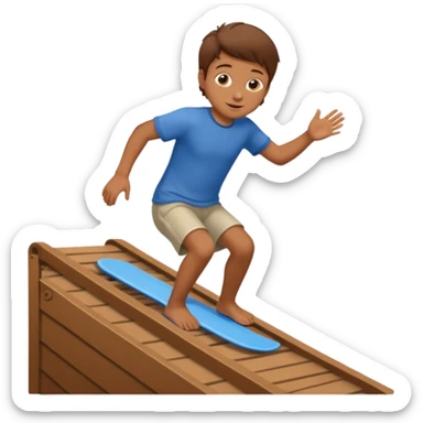 jongen die aan het buikglijden is met bruin haar van een schans sticker