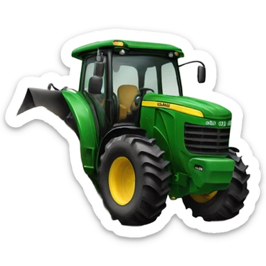 a John deer tractor scooping up manure with front loader sticker