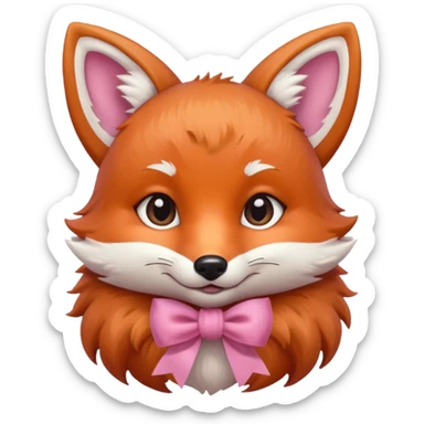 cute fox with pink bow, bust up sticker