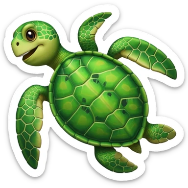 sea turtle, apple emoji style sticker