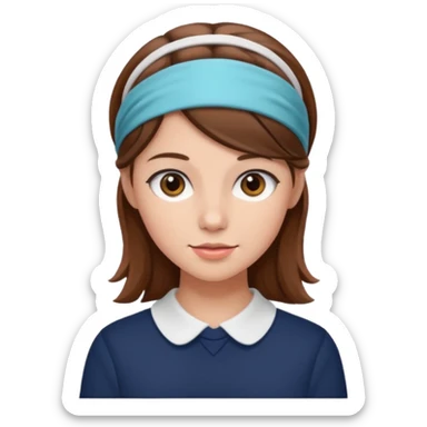 Preppy girl with brown hair sticker