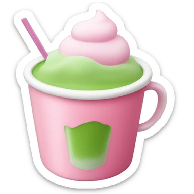 normal Large cup, pink drink, green matcha foam on top  sticker