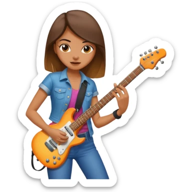 A cool girl playing the electric guitar  sticker