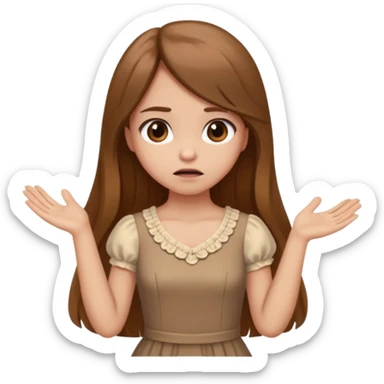 fake costumer loyalty, girl that doesn't care, she is like whatever, brown long hair, cute dres and her hand showing like i dont care whateve sticker