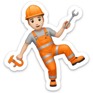 engineer hi-vis orange overalls falling over sticker