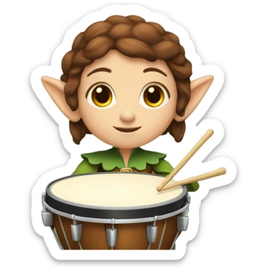 female elf bard with brown hair playing a drum sticker