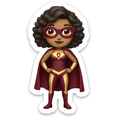 Hispanic woman superhero garnet and gold sticker