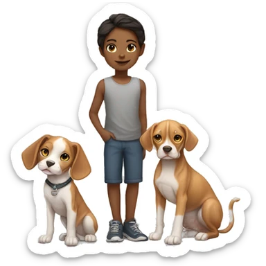girl and boy with beagle and sphynx sticker