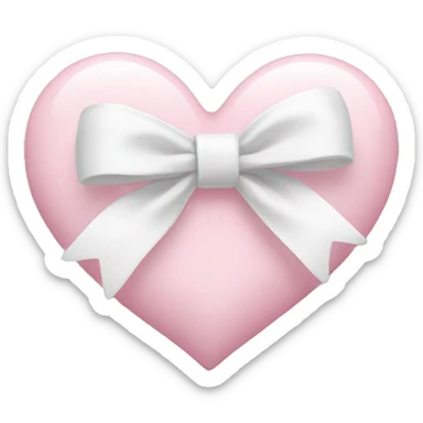 Pastel pink heart with white bow sticker