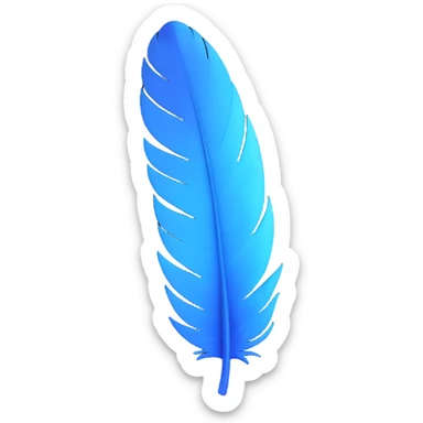 a blue feather with soft gradients and gentle curves, minimalistic style sticker