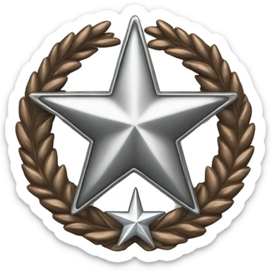 Bronze military badge with a silver star and a wreathe sticker