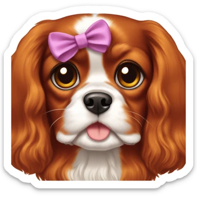 Cavalier king charles dog ruby color with bow sticker