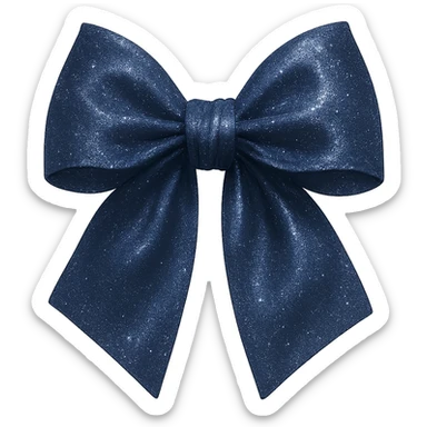 a midnight bow crafted from rich navy fabric, highlighted with silver threads and a gentle moonlit shine sticker