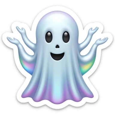 Holographic chrome cartoon ghost with no arms sticker