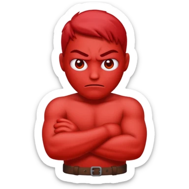 A mad emoji with arms crossed and red face sticker