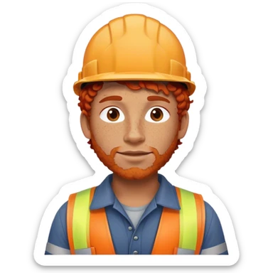 male construction worker with curly red hair and freckles sticker