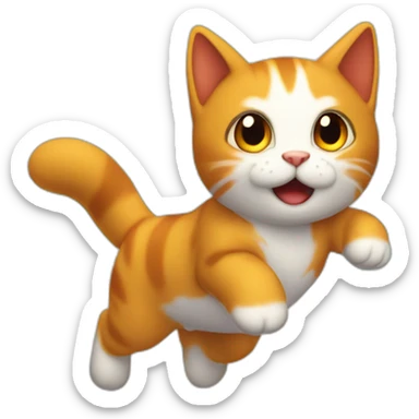 Gato volando en un cielo de fuego sticker