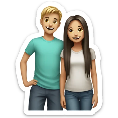 smiling girl and boy portrait sticker