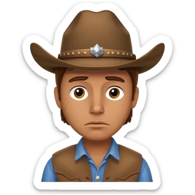 emoji of a worried cowboy sticker