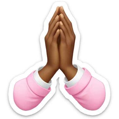 Praying hands with pink cuffs sticker