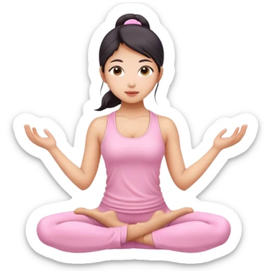 asian yoga girl light pink clothes  sticker