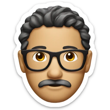 emoji com bandana, óculos, barba e cabelo comprido encaracolado  sticker