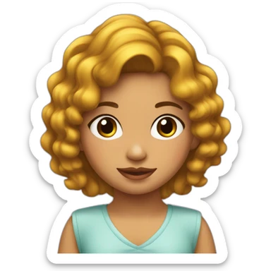Niña morenita con el cabello ondulado sticker