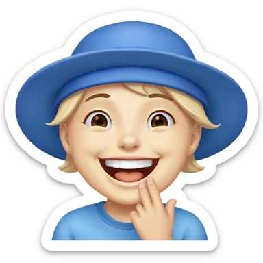 Blue hat laughing emoji sticker