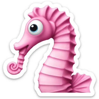 Pink seahorse with black dots as eyes and very small light blue details sticker