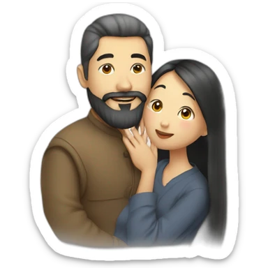 man-with-beard-kisses-asian-woman sticker