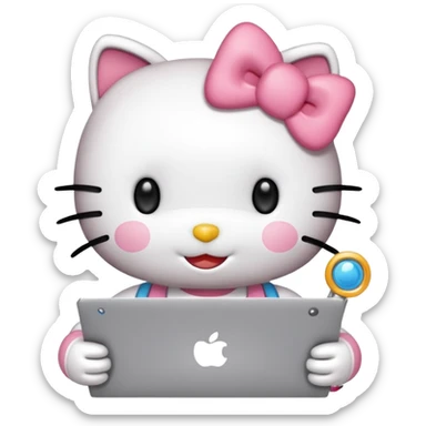 Hello Kitty with a cute browser window frame around her face including tabs and search bar sticker