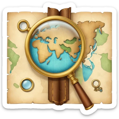 map with a magnifying glass sticker