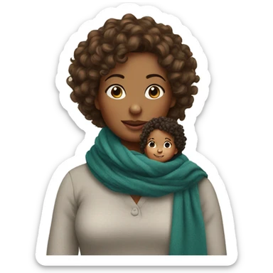 mum in scarf with toddler girl curly hair sticker