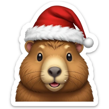 Capibara con un gorro de Navidad sticker