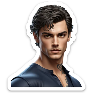 male with neck tattoo sticker