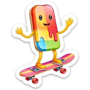Popsicle riding a skateboard  sticker