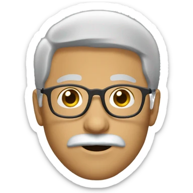 Man with round glasses gray beard hazel eyes sticker