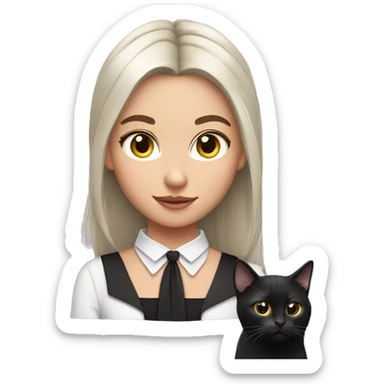 Casual girl with hoop earring and tuxedo cat  sticker