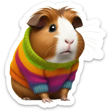 Abyssinian guinea pig wearing a sweater sticker