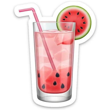 very light pink lemonade in glass with slice of watermelon on rim no straw sticker