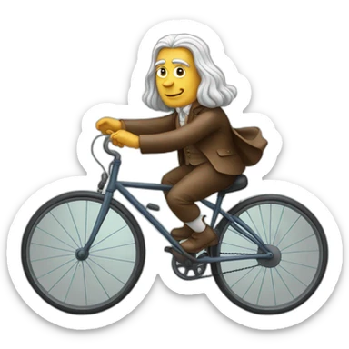 isaac newton riding a bicycle sticker