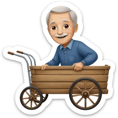 My grandfather is pulling a cart sticker