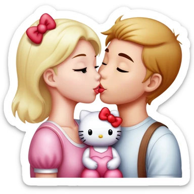 Hello kitty kissing her boyfriend sticker