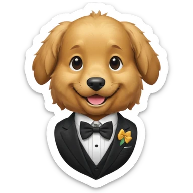 dog with bow in suit. sticker