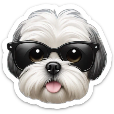black and white shih tzu in sun glasses sticker