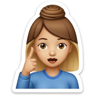 Un fille a la tête de caca et avec un doigt d'honneur  sticker