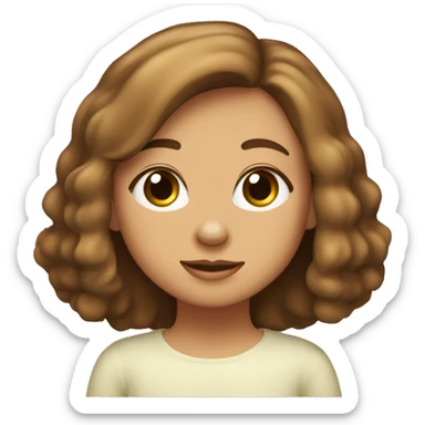 chica de pelo rizado marron i largo con ojos verdes con un perro labrador color crema sticker