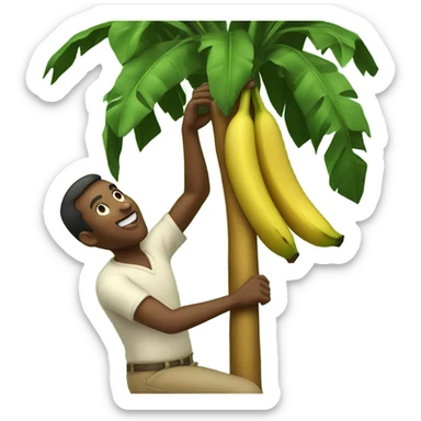 African american man climbing a banana tree sticker