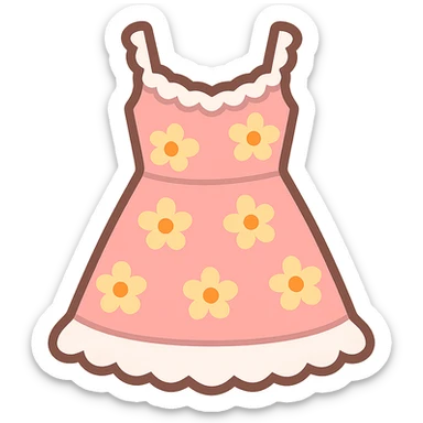 frilly lacey floral pink summer sundress, flat twitter-style emoji sticker